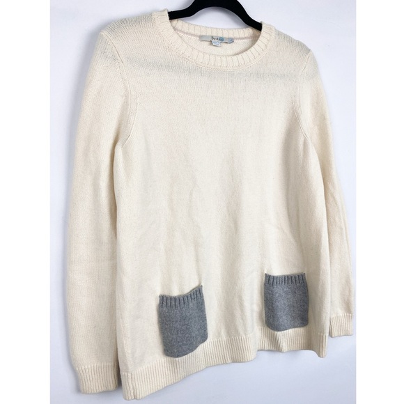 Boden Wool Cashmere Blend Patch Pocket Sweater, Cream - Size L - Picture 2 of 7